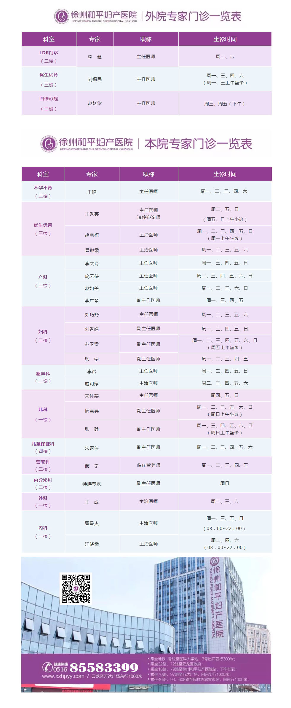 和平妇产医院2021年11月15日—11月21日专家坐诊时间表(图2)